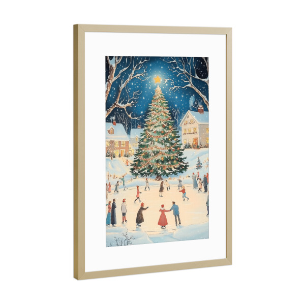 Poster mit Rahmen Gold "Weihnachtsbaumnacht" artboxONE - Städte,Natur,Menschen,Weihnachten,Festivals