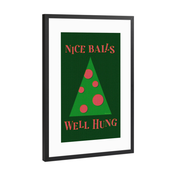 Poster mit Rahmen Schwarz (Metallic) "Schöne Bälle" artboxONE - Weihnachten,Lustig - Weihnachten,Festlich,Zitat,Weihnachtsbaum,Lustig,Humor