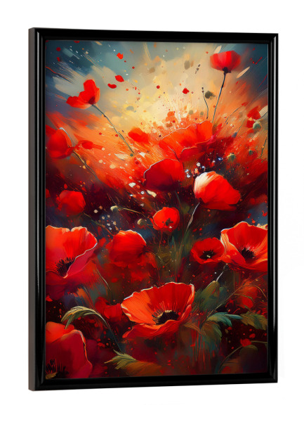 Poster mit schwarzem Rahmen "Mohnexplosion" artboxONE - Floral