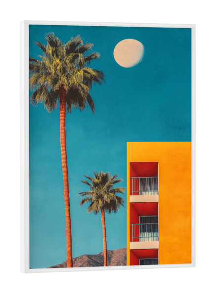 Poster mit weißem Rahmen "Palm Springs Apartment Nostalgie" artboxONE - Natur,Architektur,Reise / Länder