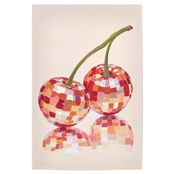 Poster 30x20 cm "Kirsch-Disco-Kugel" artboxONE - Essen & Trinken,Abstrakt,Essen & Trinken / Obst & Gemüse