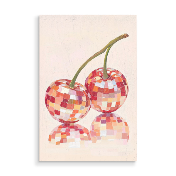 Holzbild "Kirsch-Disco-Kugel" artboxONE - Essen & Trinken,Abstrakt,Essen & Trinken / Obst & Gemüse