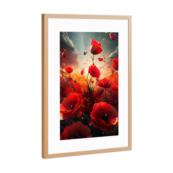 Poster mit Rahmen Kupfer "Sturm über Poppyfield" artboxONE - Floral