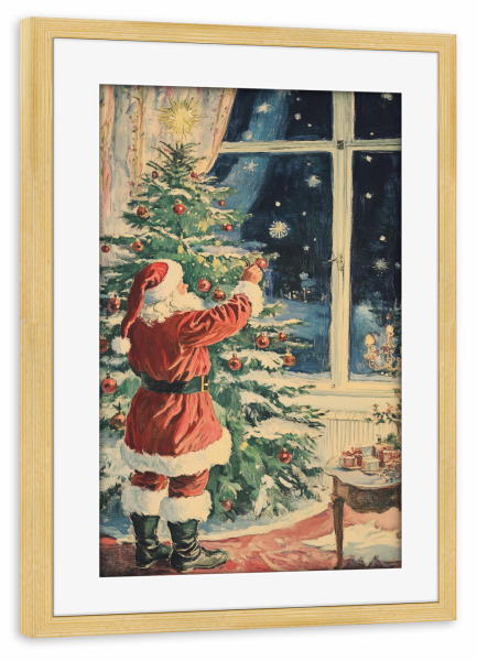 Poster mit Rahmen kiefer "Santa-Haus" artboxONE - Weihnachten,Fiktion,Festivals