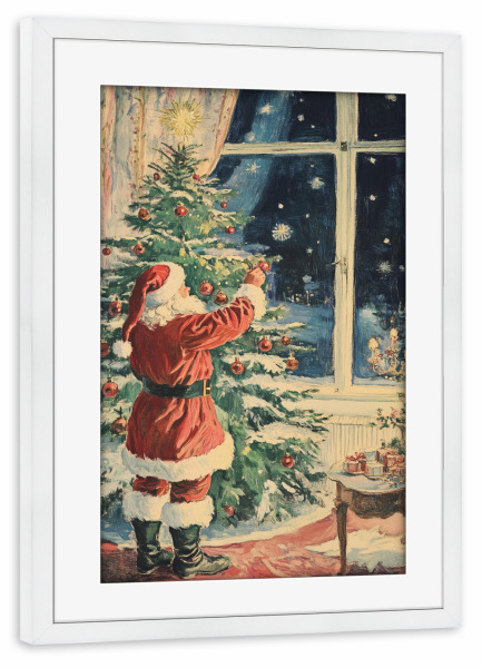 Poster mit Rahmen weiß "Santa-Haus" artboxONE - Weihnachten,Fiktion,Festivals