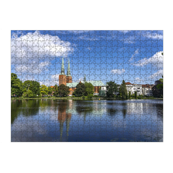 Puzzle Ravensburger "Lübeck" artboxONE - Städte - Lübecker dom,Hansestadt lübeck,Schleswig-holstein,Dom,Mühlenteich,Lübeck - Bild lübecker dom
