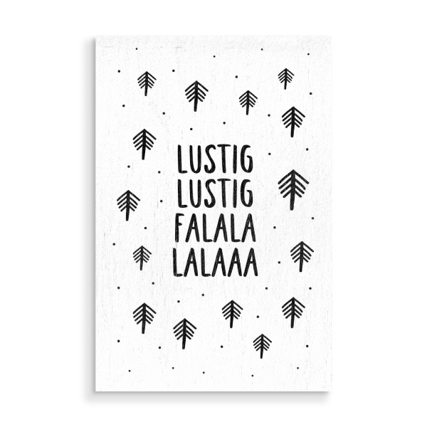 Holzbild "Lustig lustig" artboxONE - Typografie,Weihnachten,Lustig