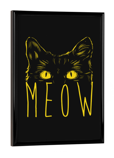 Poster mit schwarzem Rahmen "Miau-Katze-Zeichnung" artboxONE - Tiere - Katze,Kitty,Humor,Minimal,Tiere,Haustier