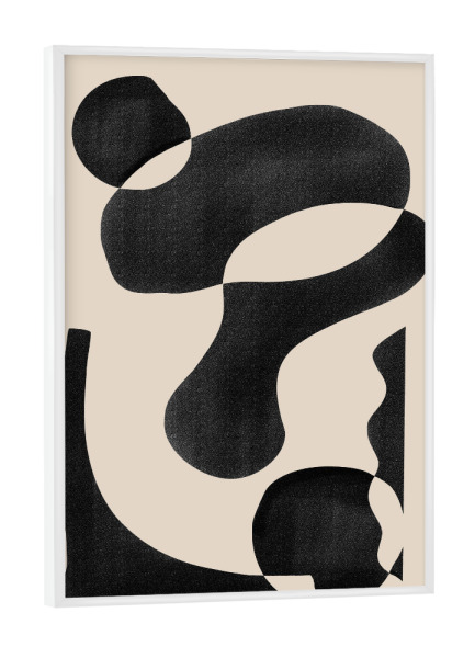 Poster mit weißem Rahmen "Beige schwarz abstrakt" artboxONE - Abstrakt,Geometrie