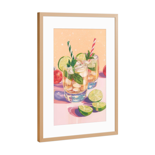 Poster mit Rahmen Kupfer "Limettencocktail" artboxONE - Essen & Trinken,Weihnachten,Essen & Trinken / Alkohol,Festivals