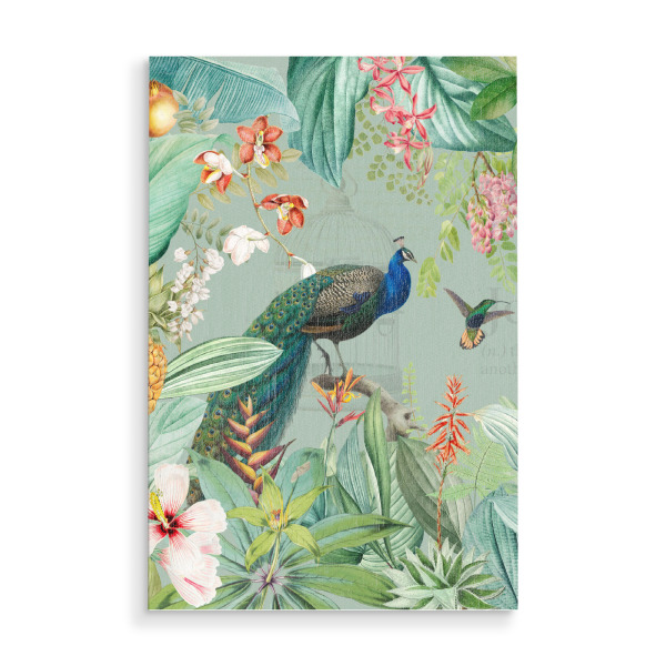 Holzbild "Bunter exotischer Pfauendschungel" artboxONE - Natur,Reise,Floral,Tiere
