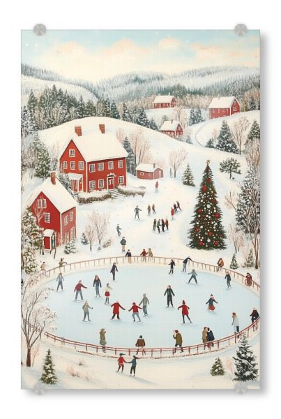 Acrylglasbild "Eislaufen in der Weihnachtsstadt" artboxONE - Städte,Menschen,Weihnachten,Festivals