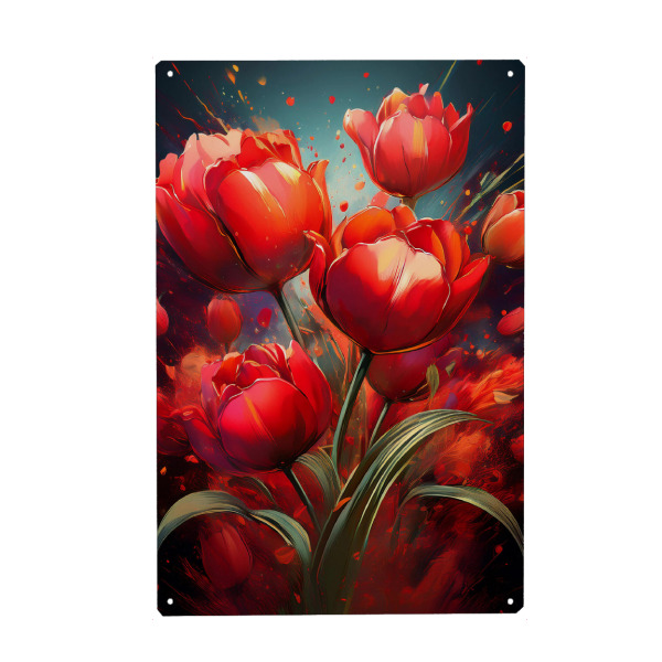 Holzbild "A Bunch of Tulips" artboxONE - Floral - Flower,Plant,Red,Nature,Garden,Gift,Power,Love,Life,Living,Explosion,Female,Tender,Color,Arrangement