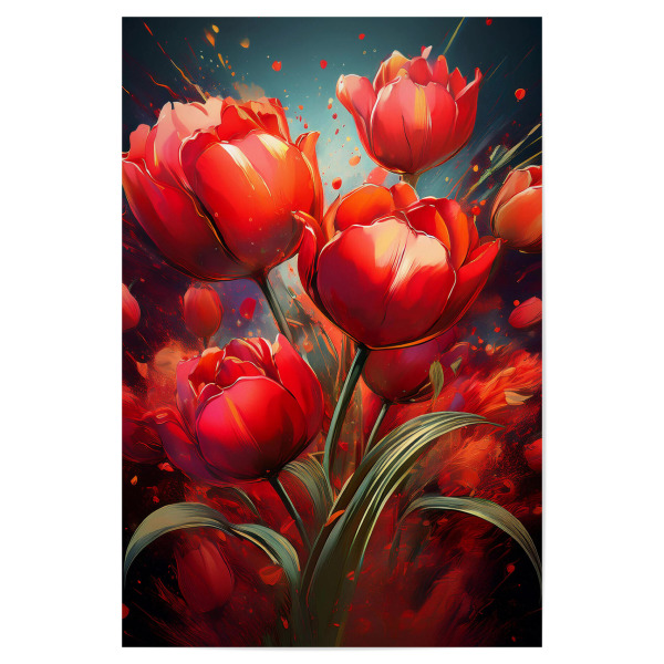 Poster "A Bunch of Tulips" artboxONE - Floral - Flower,Plant,Red,Nature,Garden,Gift,Power,Love,Life,Living,Explosion,Female,Tender,Color,Arrangement