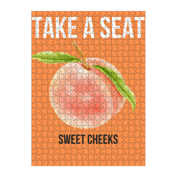 Puzzle Ravensburger "Peach take a seat" artboxONE - Essen & Trinken,Essen & Trinken / Obst & Gemüse,Lustig