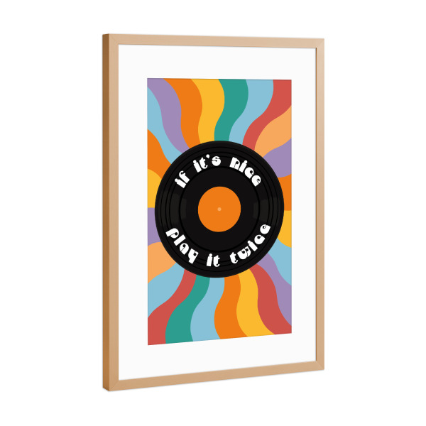 Poster mit Rahmen Kupfer "Schallplatte LP - Twice - farbig" artboxONE - Floral,Musik - Retro,Vinyl,Lp,Long player,Schallplatte,Disc,Vintage,70s,Musik