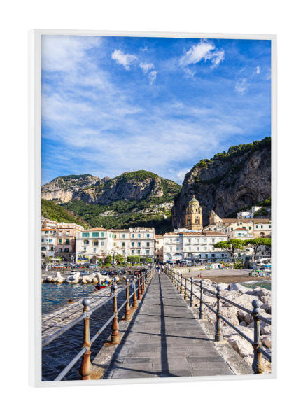 Poster mit weißem Rahmen "Ort Amalfi an der Amalfiküste" artboxONE - Natur,Reise,Architektur,Reise / Strand und Meer,Reise / Länder
