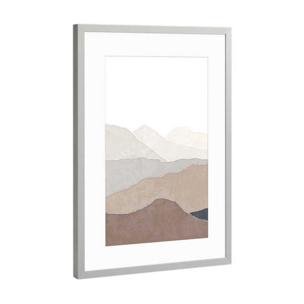 Poster mit Rahmen Silber "Geschichtete Berge" artboxONE - Abstrakt - Berge,Berg,Abstrakt,Abstrakte kunst,Abstrakte landschaft,Farbverlauf