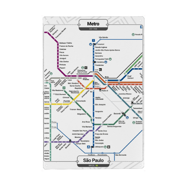 Holzbild "U-Bahn – São Paulo" artboxONE - Städte,Architektur,Kartografie