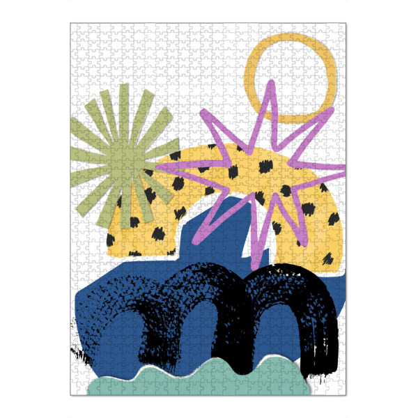 Puzzle Ravensburger "Composition collage" artboxONE - Abstrakt - Abstract,Vibrant,Shapes,Colorful,Sun,Arch,Patterns,Dynamic,Playful,Composition