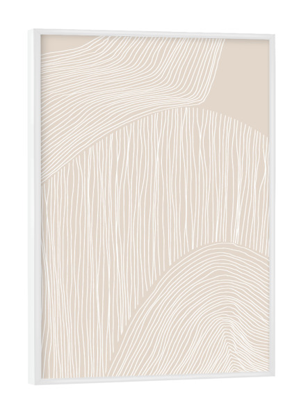 Poster mit weißem Rahmen "Weiß-beige Freihand-Linienkunst" artboxONE - Abstrakt