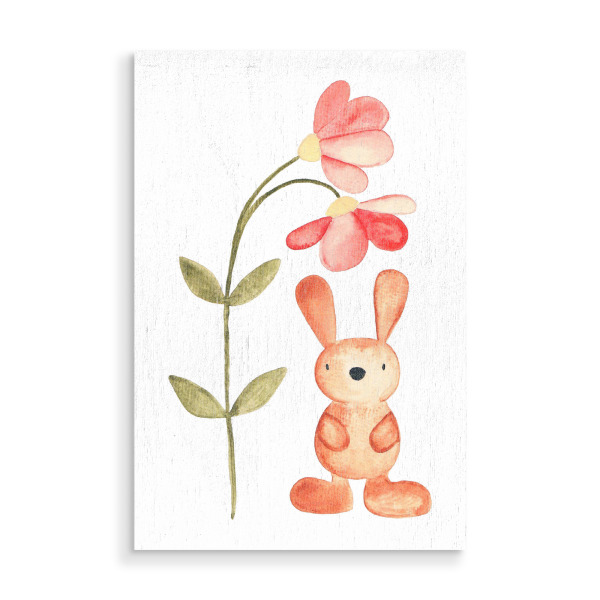 Holzbild "Kleiner Hase mit Blume" artboxONE - Natur,Für Kinder,Tiere