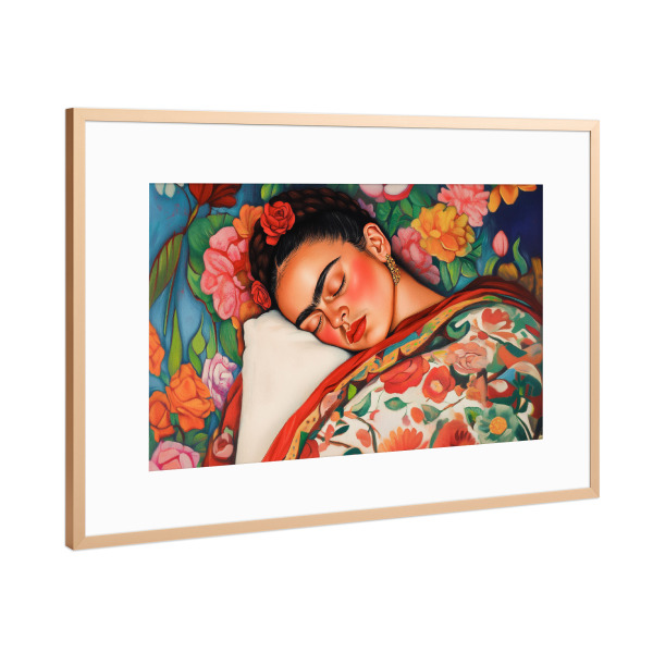 Poster mit Rahmen Kupfer "Frida's Florale Träume" artboxONE - Floral,Menschen,Fashion