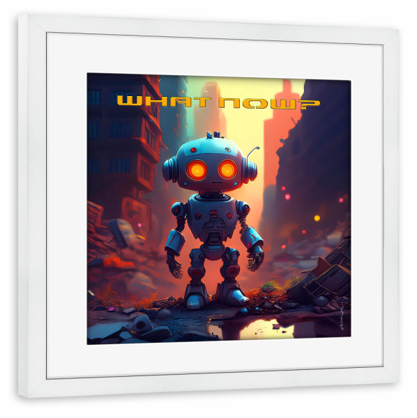 Poster mit Rahmen weiß "Was nun" artboxONE - Comic,Fiktion,Lustig