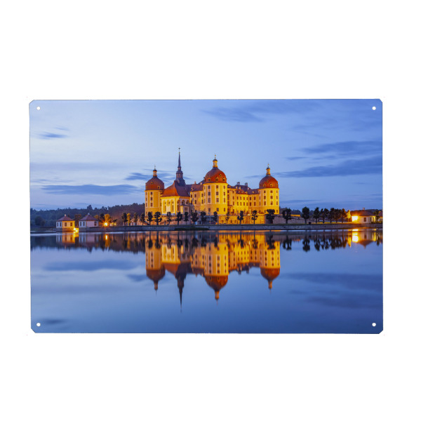 Metall Poster "Schloss Moritzburg bei Nacht" artboxONE - Architektur,Städte / Dresden