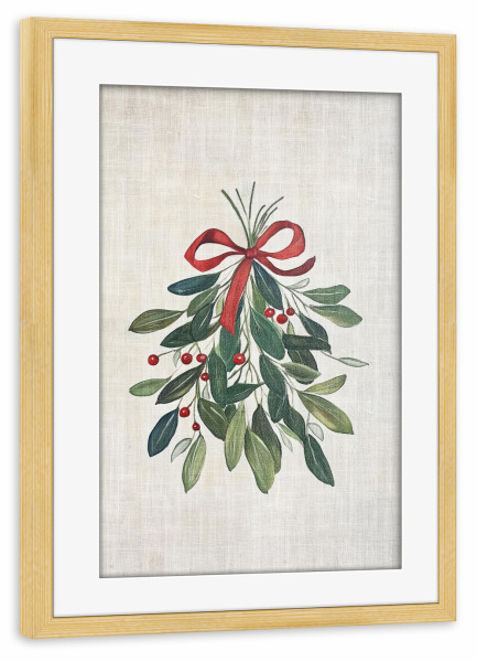 Poster mit Rahmen kiefer "Mistel" artboxONE - Natur,Floral,Weihnachten,Festivals
