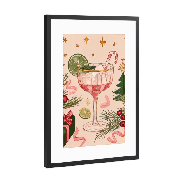 Poster mit Rahmen Schwarz (Metallic) "Limetten-Cocktailgetränk" artboxONE - Essen & Trinken,Weihnachten,Essen & Trinken / Alkohol,Festivals