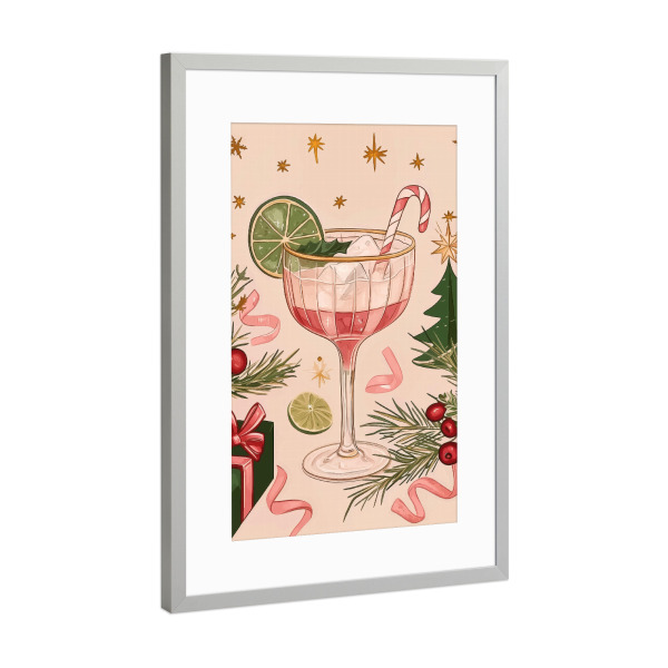 Poster mit Rahmen Silber "Limetten-Cocktailgetränk" artboxONE - Essen & Trinken,Weihnachten,Essen & Trinken / Alkohol,Festivals