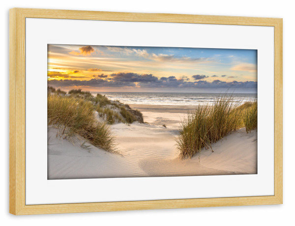 Poster mit Rahmen kiefer "Strand bei Sonnenuntergang" artboxONE - Natur,Reise,Reise / Strand und Meer