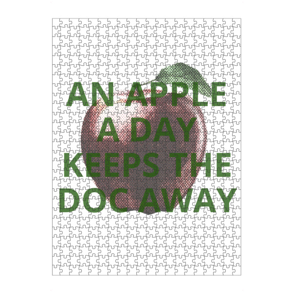 Puzzle Ravensburger "An apple a day keeps the doc away" artboxONE - Lustig - Apple,Health,Text,Green,Fruit,Message,Wellness,Nutrition,Reminder,Saying