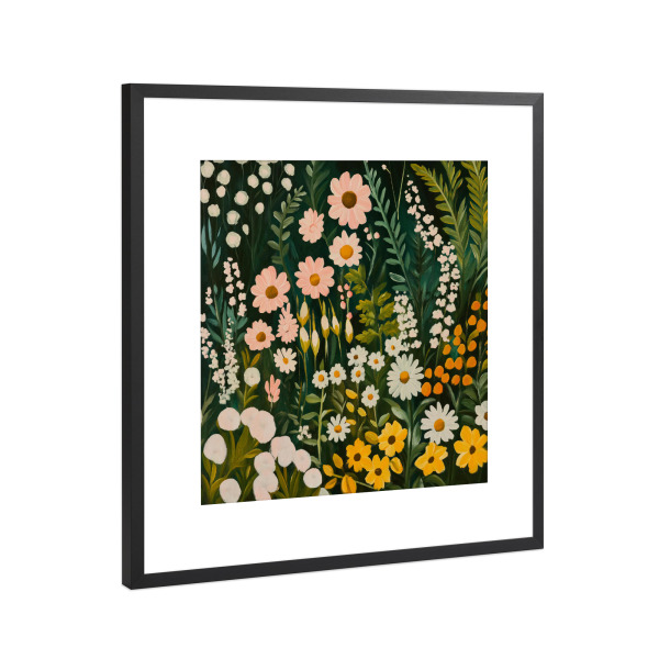 Poster mit Rahmen Schwarz (Metallic) "Blumentraumlandschaftsgarten" artboxONE - Natur,Floral,Für Mama