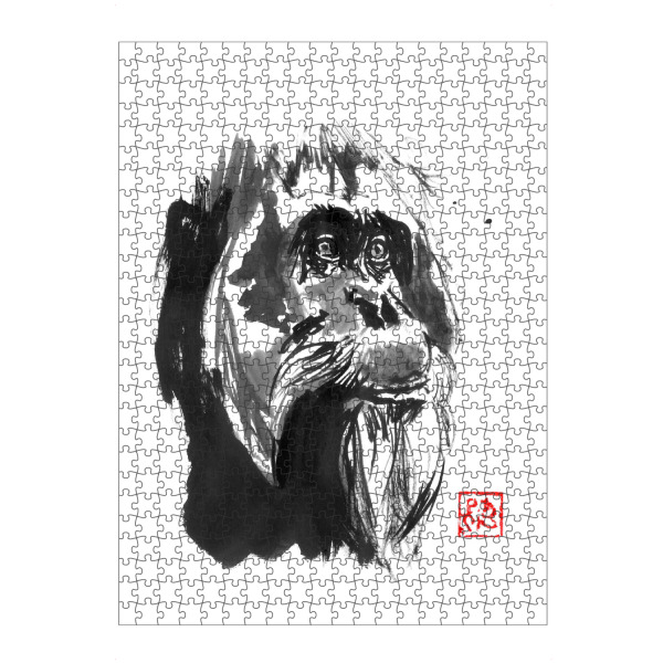 Puzzle Ravensburger "Orang-Utan-Gesichtspapier" artboxONE - Tiere,Schwarzweiß - Orang-utan,Affe,Sumie,Japan - Bild orang-utan