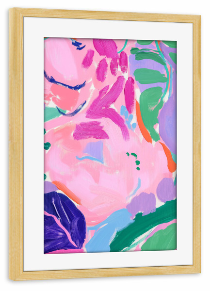 Poster mit Rahmen kiefer "Pastel Pinselstriche Poesie" artboxONE - Für Kinder,Abstrakt