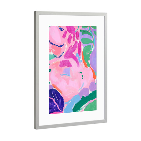 Poster mit Rahmen Silber "Pastel Pinselstriche Poesie" artboxONE - Für Kinder,Abstrakt