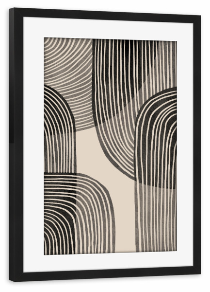 Poster mit Rahmen schwarz "Schwarz Beige Abstrakt" artboxONE - Abstrakt,Geometrie