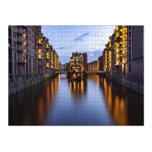 Puzzle Ravensburger "Speicherstadt Hamburg bei Nacht" artboxONE - Städte / Hamburg,Architektur