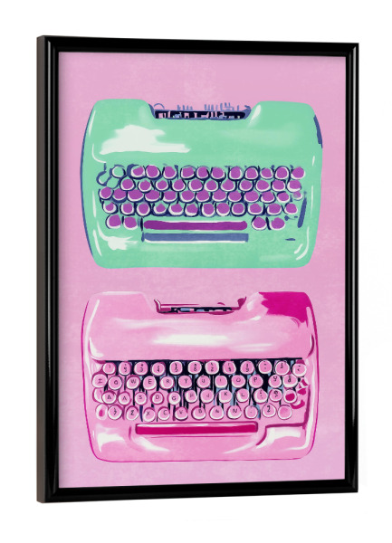 Poster mit schwarzem Rahmen "Pinke Schreibmaschinen Träume" artboxONE - Typografie