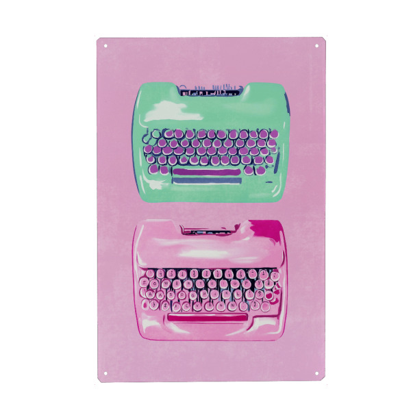 Holzbild "Pinke Schreibmaschinen Träume" artboxONE - Typografie