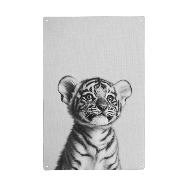 Metall Poster "Sam Niedlicher Babytiger" artboxONE - Natur,Tiere,Lustig