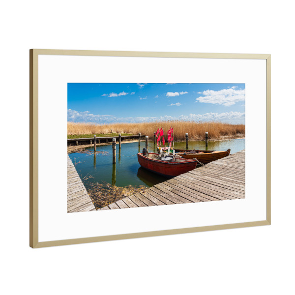Poster mit Rahmen Gold "Hafen in Althagen" artboxONE - Natur,Reise,Reise / Strand und Meer