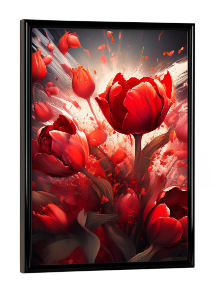 Poster mit schwarzem Rahmen "Tulpen-Urknall" artboxONE - Floral