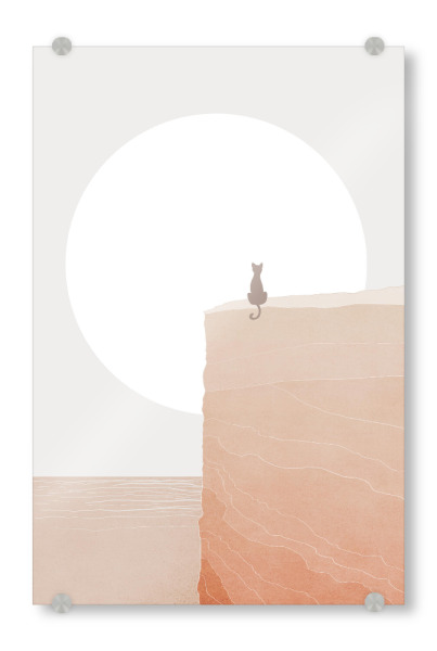 Acrylglasbild "Black Cat Abstract" artboxONE - Tiere,Abstrakt - Abstrakt,Abstrakte kunst,Minimal,Minimalistisch,Vollmond,Komposition