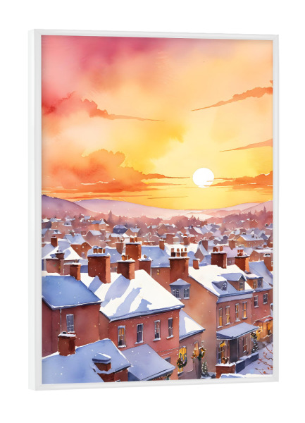 Poster mit weißem Rahmen "Snowy Christmas Morning Sunrise" artboxONE - Natur,Architektur