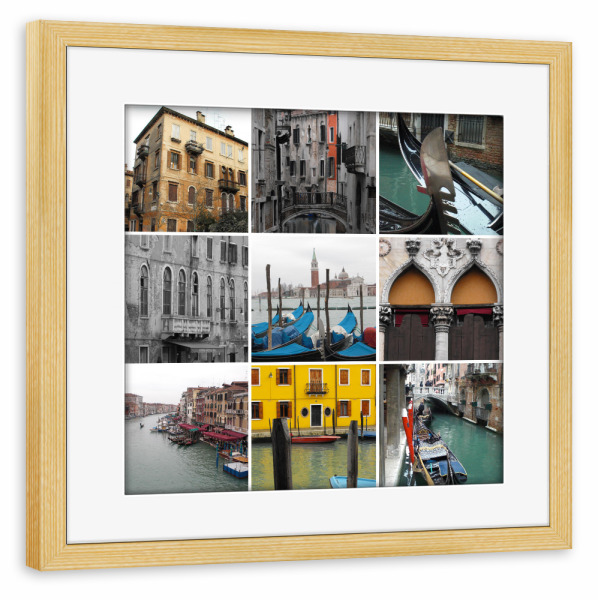 Poster mit Rahmen kiefer "Venice Collage" artboxONE - Reise,Architektur,Reise / Strand und Meer,Städte / Venedig,Reise / Länder