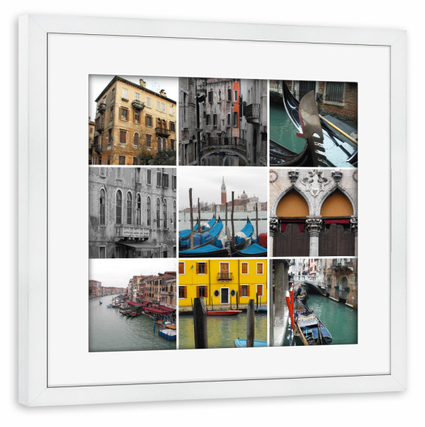 Poster mit Rahmen weiß "Venice Collage" artboxONE - Reise,Architektur,Reise / Strand und Meer,Städte / Venedig,Reise / Länder