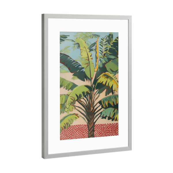 Poster mit Rahmen Silber "Tropical leaves dots" artboxONE - Natur,Floral,Abstrakt